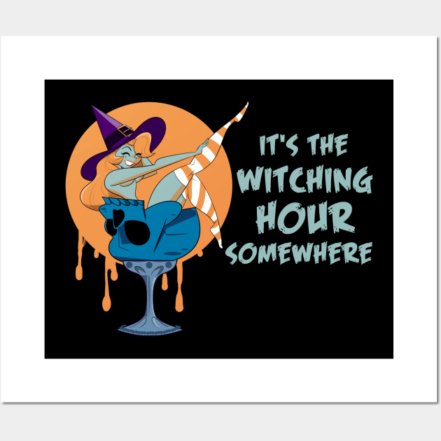 It's The Witching Hour Somewhere (Green) Wall Art by HeroInstitute